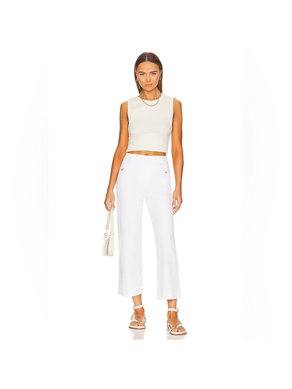 SPANX White Cropped Wide-Leg Pants